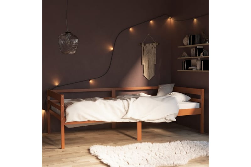 sengestel 90x200 cm massivt fyrretræ honningbrun - Brun - Møbler - Senge - Sengeramme & sengestel