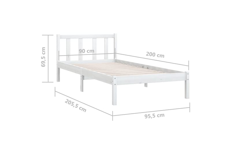 sengestel 90x200 cm massivt fyrretræ hvid - Hvid - Sengeramme & sengestel