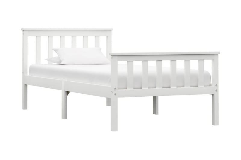 Sengestel 90x200 cm Massivt Fyrretræ Hvid - Møbler - Senge - Sengeramme & sengestel