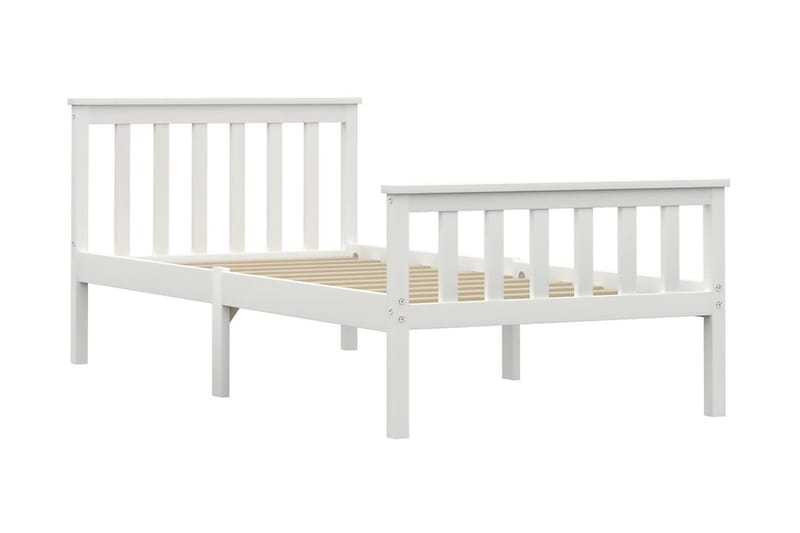 Sengestel 90x200 cm Massivt Fyrretræ Hvid - Møbler - Senge - Sengeramme & sengestel