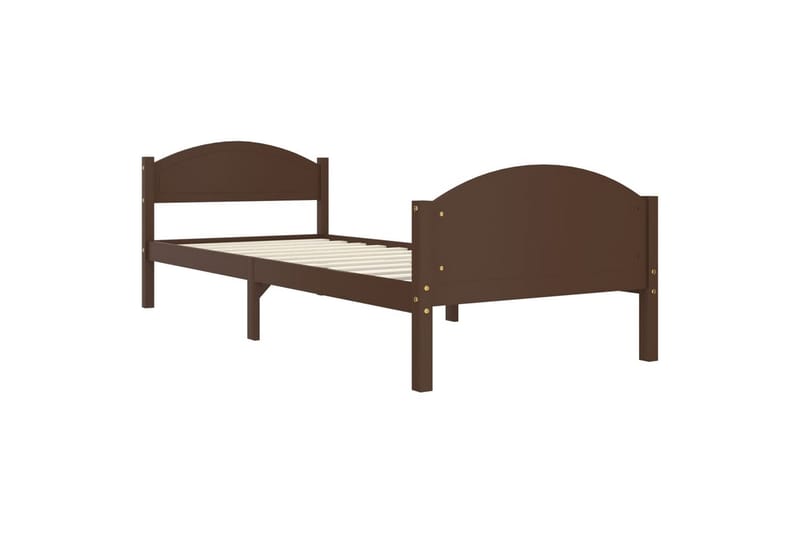 sengestel 90x200 cm massivt fyrretræ mørkebrun - Brun - Sengeramme & sengestel