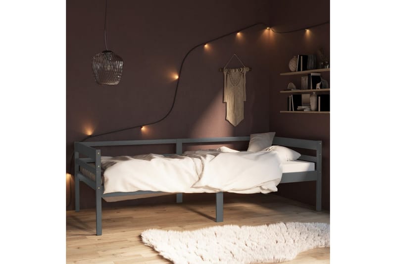 sengestel 90x200 cm massivt fyrretræ mørkegrå - Grå - Møbler - Senge - Sengeramme & sengestel