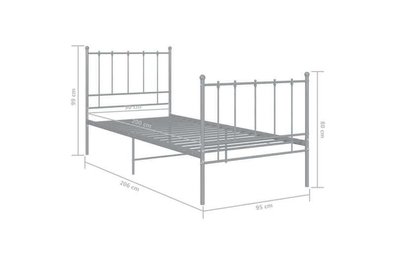 sengestel 90x200 cm metal grå - Grå - Møbler - Senge - Sengeramme & sengestel