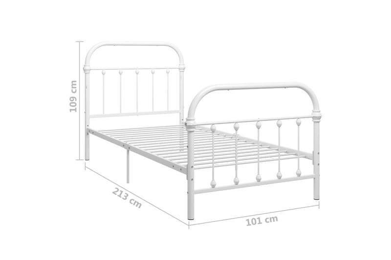 Sengestel 90x200 cm Metal Hvid - Hvid - Møbler - Senge - Sengeramme & sengestel