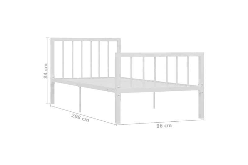 Sengestel 90x200 cm Metal Hvid - Hvid - Møbler - Senge - Sengeramme & sengestel