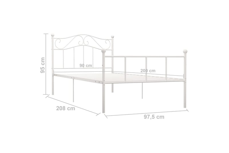 Sengestel 90x200 cm Metal Hvid - Hvid - Møbler - Senge - Sengeramme & sengestel