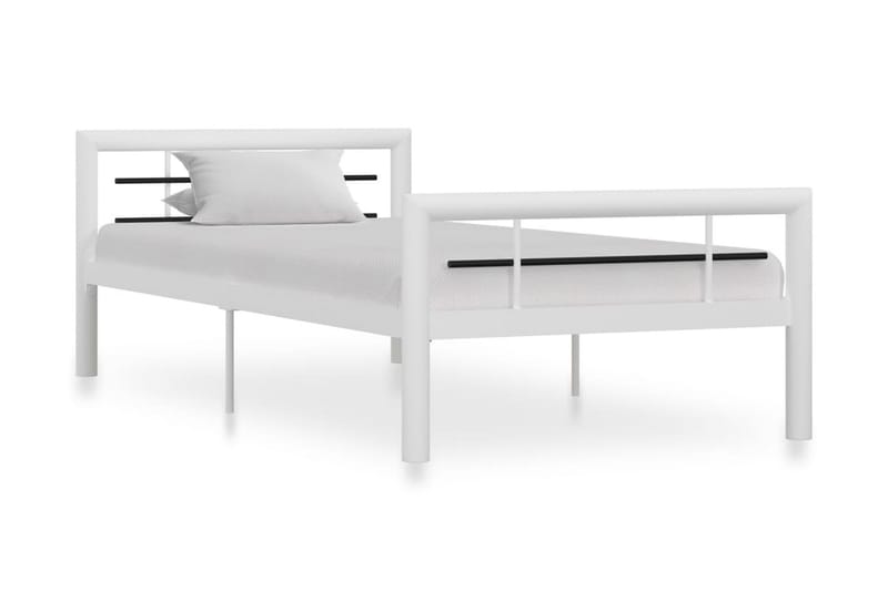 Sengestel 90x200 cm Metal Hvid Og Sort - Hvid - Møbler - Senge - Sengeramme & sengestel
