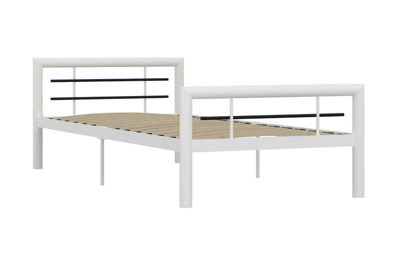 Sengestel 90x200 cm Metal Hvid Og Sort - Hvid - Møbler - Senge - Sengeramme & sengestel