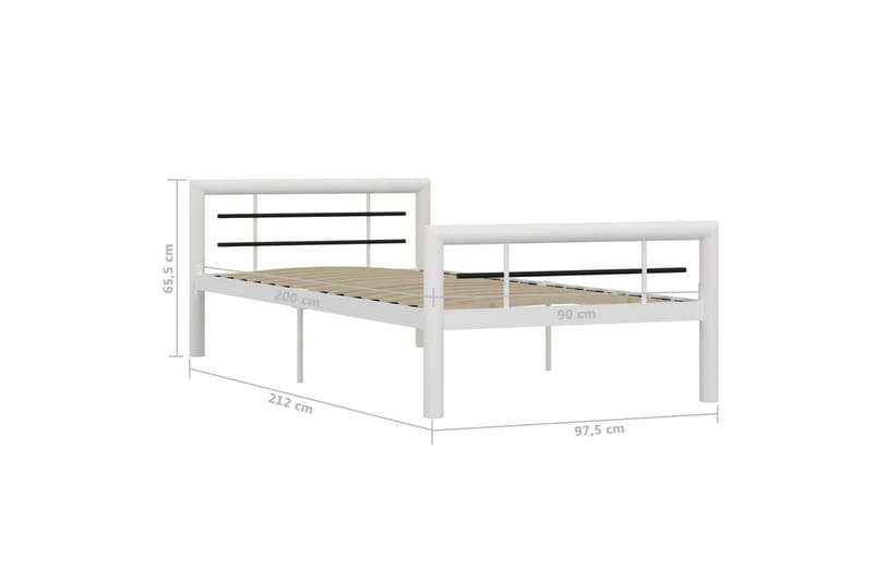 Sengestel 90x200 cm Metal Hvid Og Sort - Hvid - Møbler - Senge - Sengeramme & sengestel