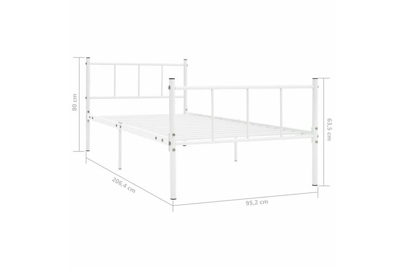 Sengestel 90X200 cm Metal Hvid - Møbler - Senge - Sengeramme & sengestel