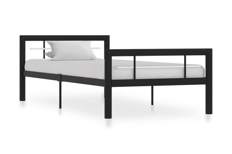 Sengestel 90x200 cm Metal Sort Og Hvid - Sort - Møbler - Senge - Sengeramme & sengestel