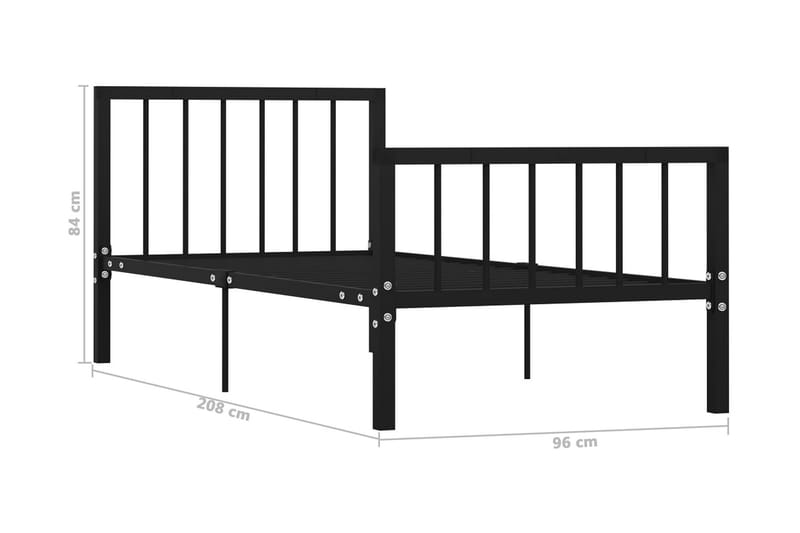 Sengestel 90x200 cm Metal Sort - Sort - Sengeramme & sengestel