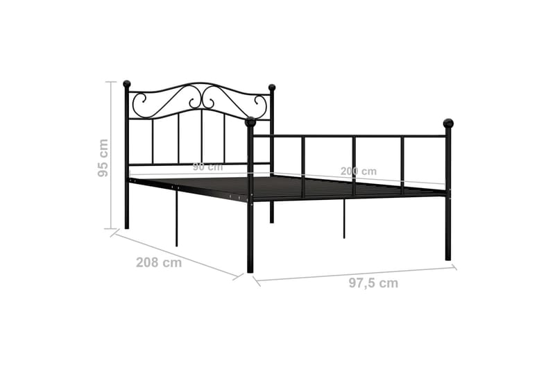 Sengestel 90x200 cm Metal Sort - Sort - Sengeramme & sengestel