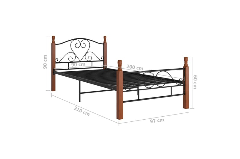 sengestel 90x200 cm metal sort - Sort - Møbler - Senge - Sengeramme & sengestel