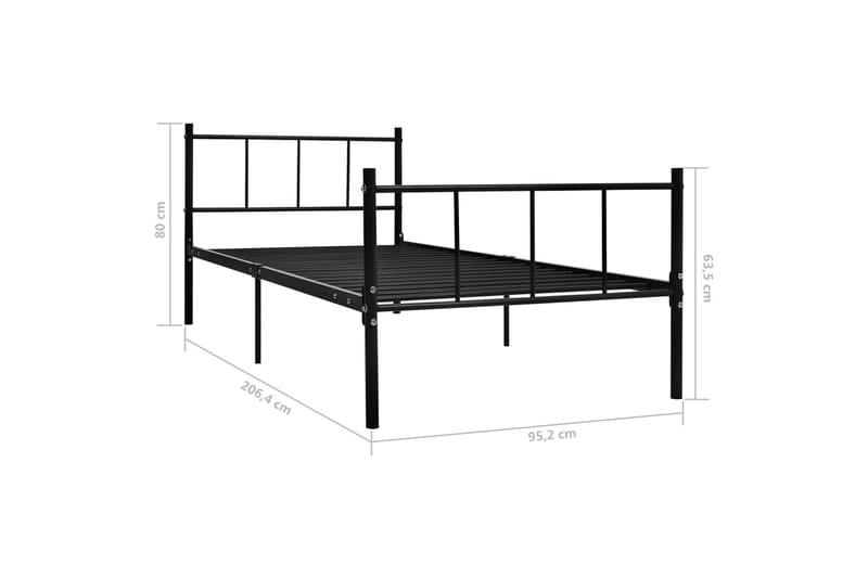 Sengestel 90X200 cm Metal Sort - Møbler - Senge - Sengeramme & sengestel