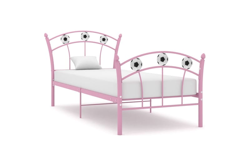 sengestel 90x200 fodbolddesign metal pink - Lyserød - Møbler - Senge - Sengeramme & sengestel