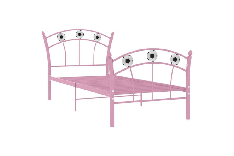 sengestel 90x200 fodbolddesign metal pink - Lyserød - Møbler - Senge - Sengeramme & sengestel