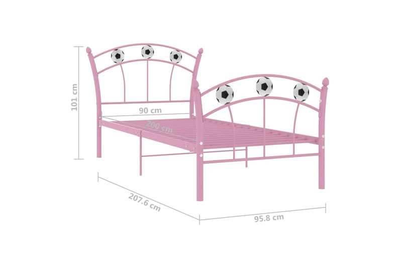 sengestel 90x200 fodbolddesign metal pink - Lyserød - Møbler - Senge - Sengeramme & sengestel