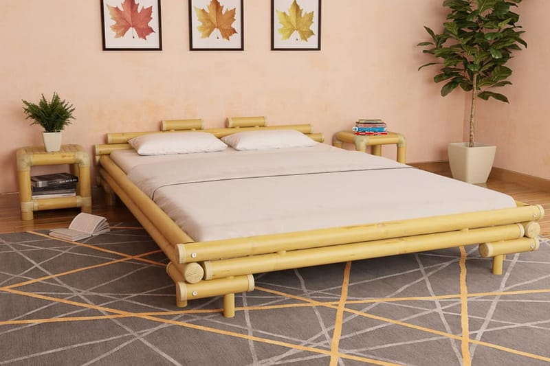 Sengestel Bambus 160 X 200 Cm - Brun - Møbler - Senge - Sengeramme & sengestel