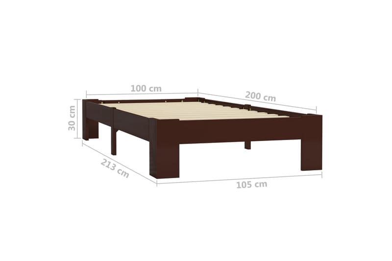 sengestel massivt fyrretræ 100 x 200 cm mørkebrun - Møbler - Senge - Sengeramme & sengestel