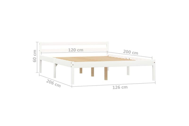 sengestel massivt fyrretræ 120 x 200 cm hvid - Sengeramme & sengestel