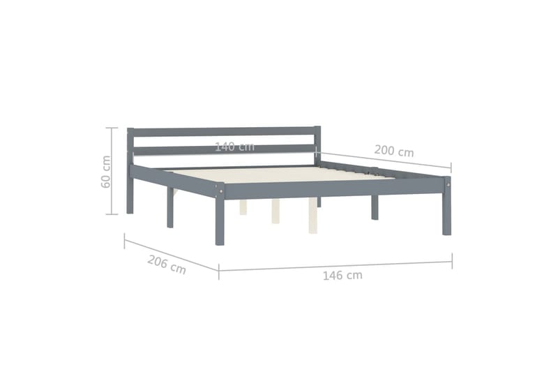 sengestel massivt fyrretræ 140 x 200 cm grå - Sengeramme & sengestel