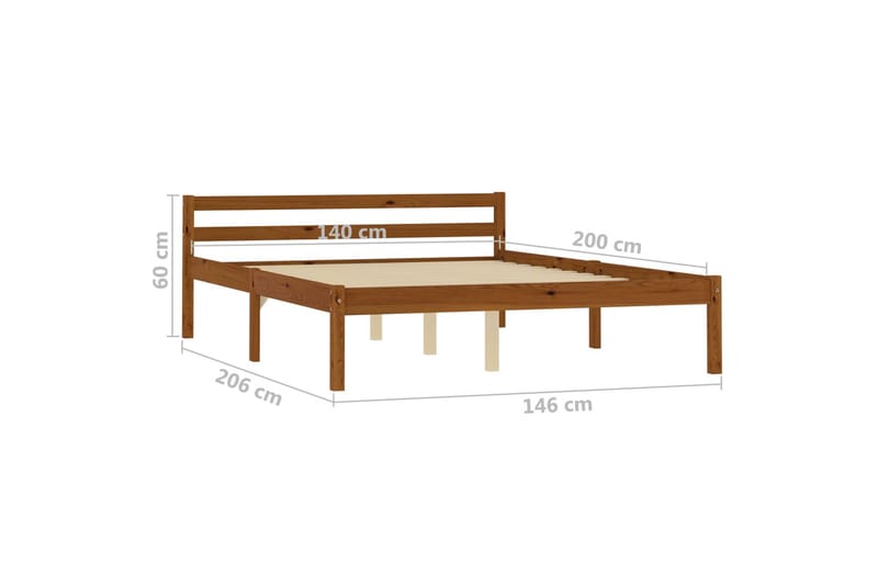 sengestel massivt fyrretræ 140 x 200 cm gyldenbrun - Møbler - Senge - Sengeramme & sengestel