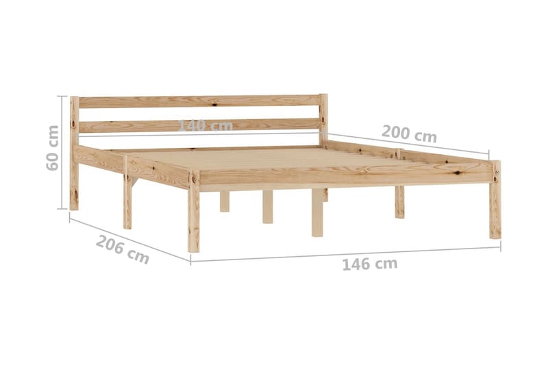 sengestel massivt fyrretræ 140 x 200 cm - Møbler - Senge - Sengeramme & sengestel