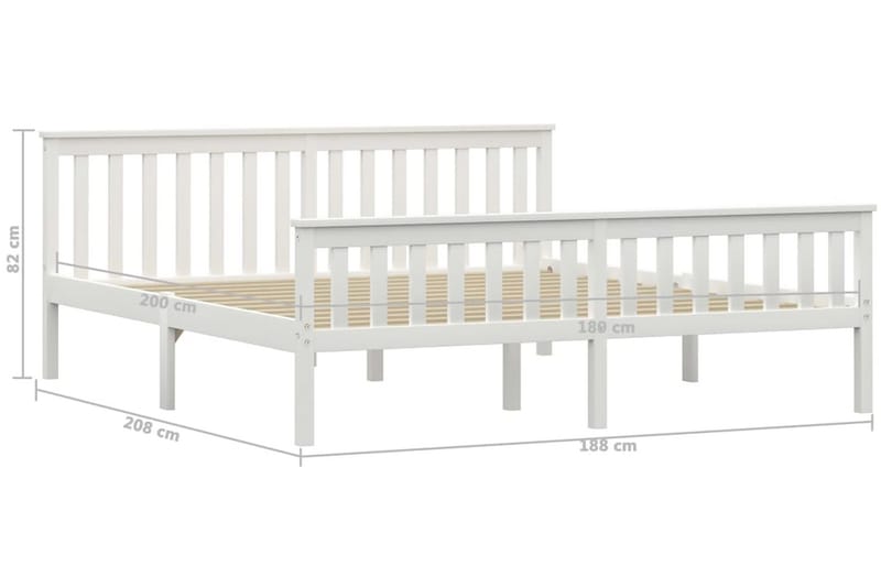 Sengestel Massivt Fyrretræ 180x200 cm Hvid - Møbler - Senge - Sengeramme & sengestel