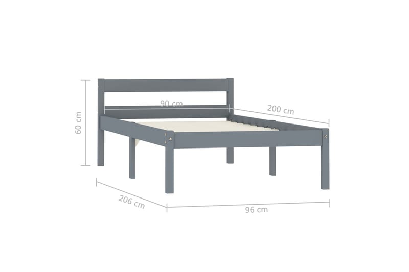 sengestel massivt fyrretræ 90 x 200 cm grå - Møbler - Senge - Sengeramme & sengestel