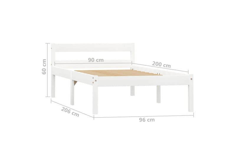 sengestel massivt fyrretræ 90 x 200 cm hvid - Møbler - Senge - Sengeramme & sengestel
