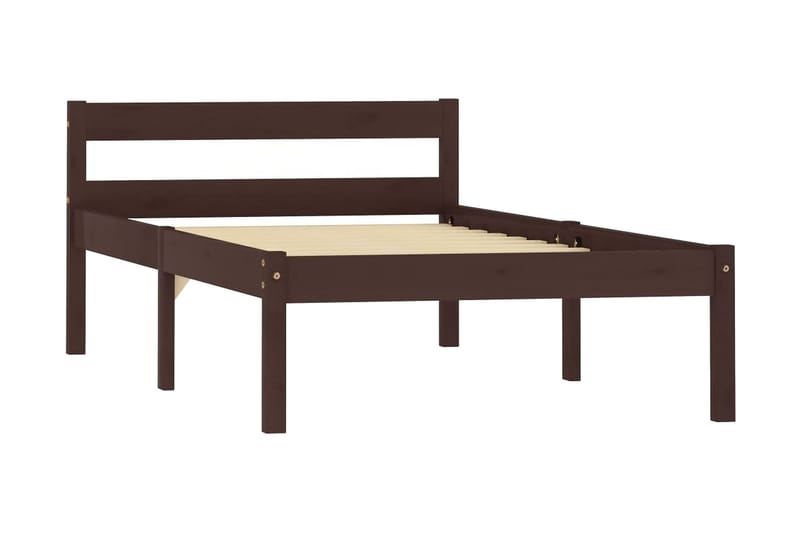 sengestel massivt fyrretræ 90 x 200 cm mørkebrun - Møbler - Senge - Sengeramme & sengestel