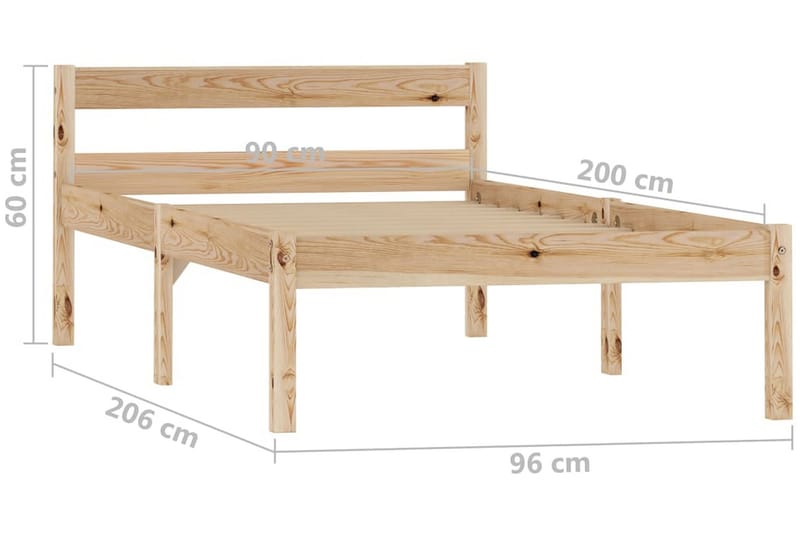 sengestel massivt fyrretræ 90 x 200 cm - Sengeramme & sengestel