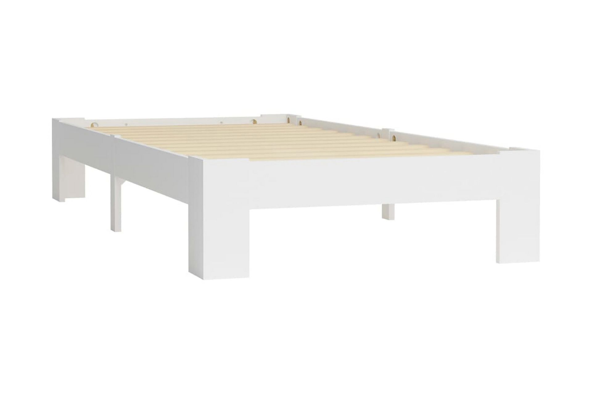 Sengestel Massivt Fyrretræ 90x200 cm Hvid - Hvid - Møbler - Senge - Sengeramme & sengestel