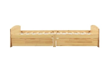 Sengestel med 2 skuffer 90x200 cm massivt fyrretræ - Brun - Møbler - Senge - Sengeramme & sengestel