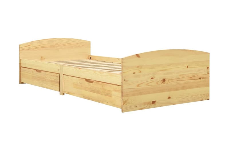 Sengestel med 2 skuffer 90x200 cm massivt fyrretræ - Brun - Møbler - Senge - Sengeramme & sengestel