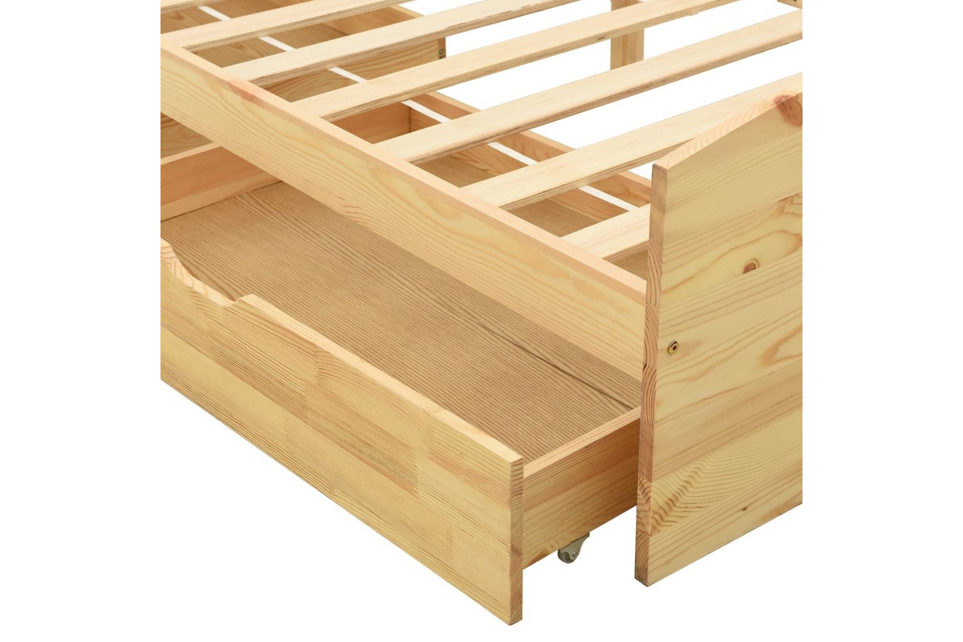 Sengestel med 2 skuffer 90x200 cm massivt fyrretræ - Brun - Møbler - Senge - Sengeramme & sengestel