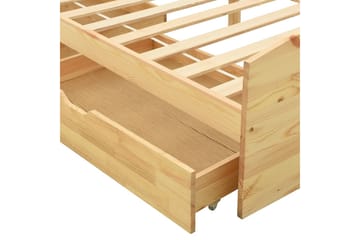 Sengestel med 2 skuffer 90x200 cm massivt fyrretræ - Brun - Møbler - Senge - Sengeramme & sengestel