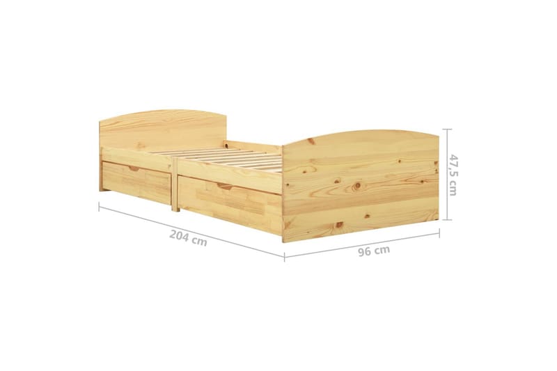 Sengestel med 2 skuffer 90x200 cm massivt fyrretræ - Brun - Møbler - Senge - Sengeramme & sengestel