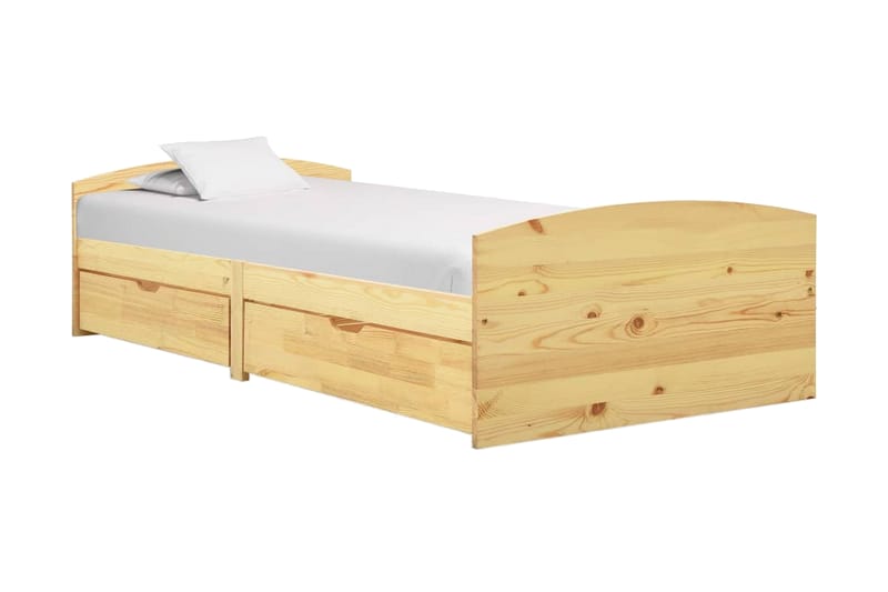 Sengestel med 2 skuffer 90x200 cm massivt fyrretræ - Brun - Møbler - Senge - Sengeramme & sengestel