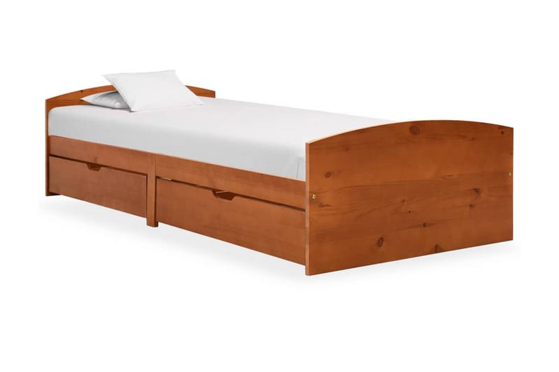 sengestel med 2 skuffer 90x200 cm massivt fyrretræ - Brun - Møbler - Senge - Sengeramme & sengestel