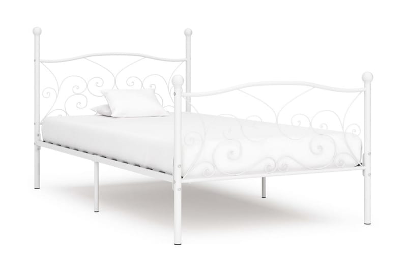 sengestel med lamelbund 100 x 200 cm metal hvid - Hvid - Møbler - Senge - Sengeramme & sengestel