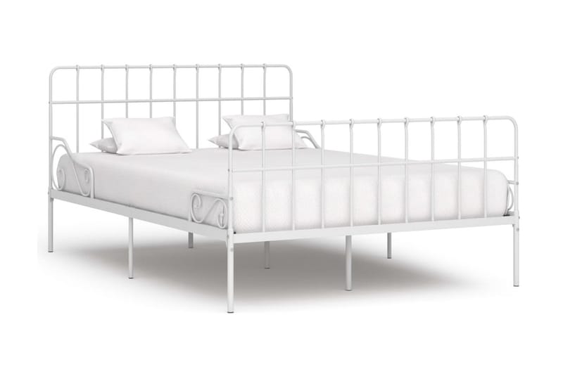 sengestel med lamelbund 140 x 200 cm metal hvid - Hvid - Møbler - Senge - Sengeramme & sengestel