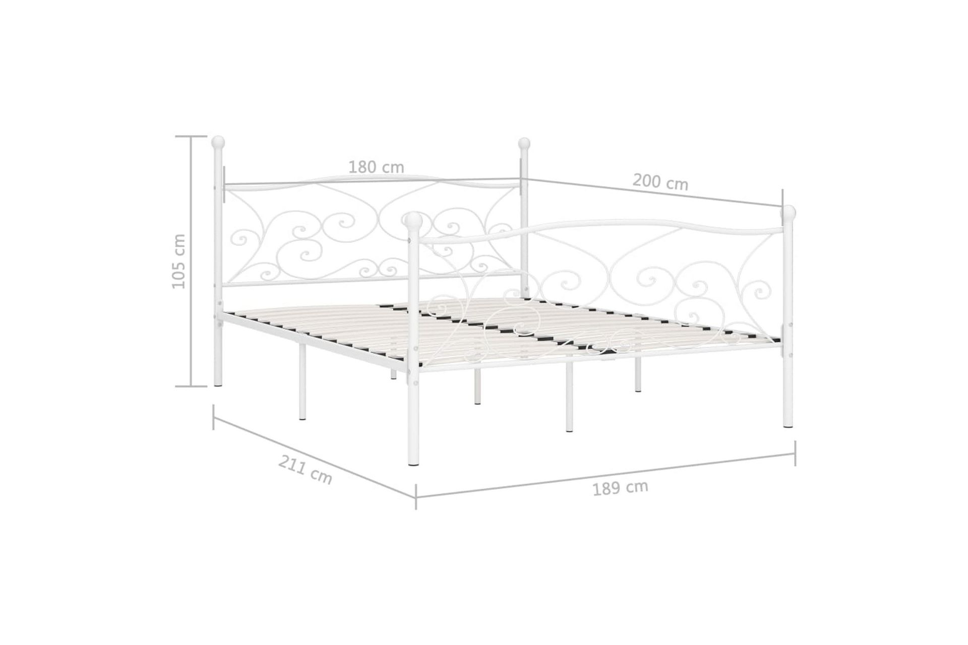 sengestel med lamelbund 180 x 200 cm metal hvid - Hvid - Møbler - Senge - Sengeramme & sengestel