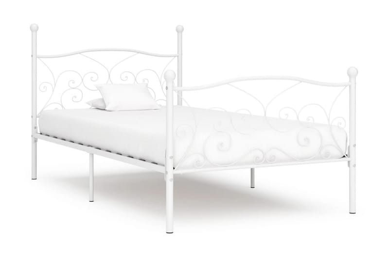 sengestel med lamelbund 90 x 200 cm metal hvid - Hvid - Møbler - Senge - Sengeramme & sengestel