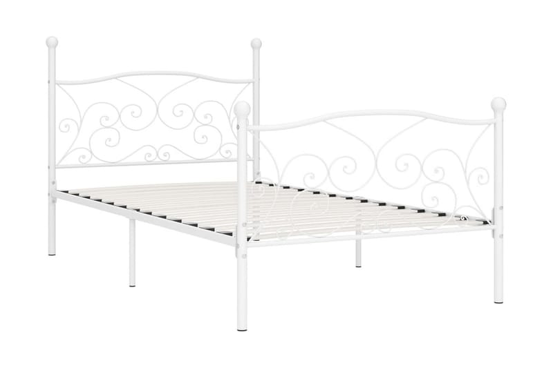 sengestel med lamelbund 90 x 200 cm metal hvid - Hvid - Møbler - Senge - Sengeramme & sengestel