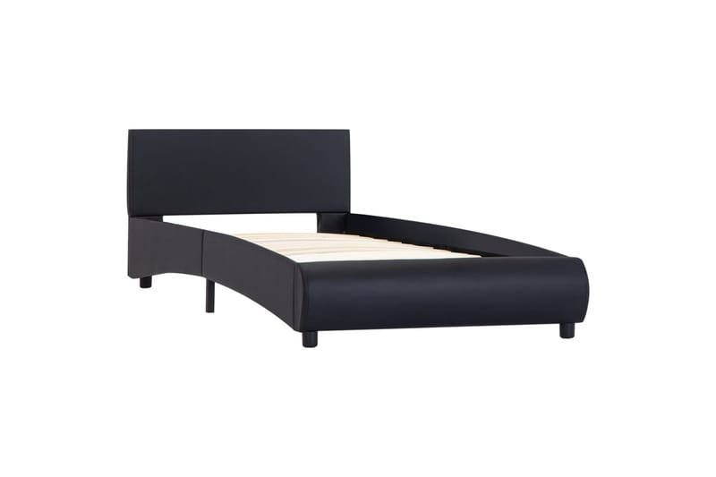 Sengestel Med Led 100 X 200 Cm Kunstlæder Sort - Sort - Møbler - Senge - Sengeramme & sengestel