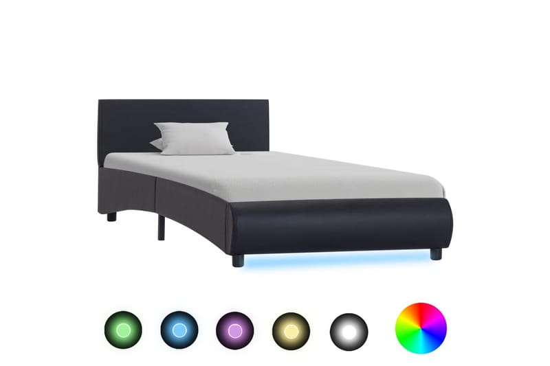 Sengestel Med Led 100 X 200 Cm Kunstlæder Sort - Sort - Møbler - Senge - Sengeramme & sengestel