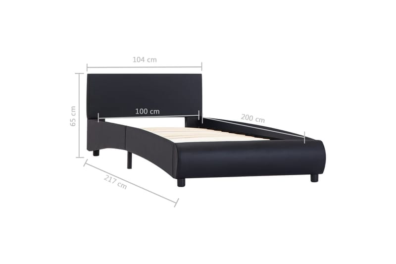 Sengestel Med Led 100 X 200 Cm Kunstlæder Sort - Sort - Møbler - Senge - Sengeramme & sengestel