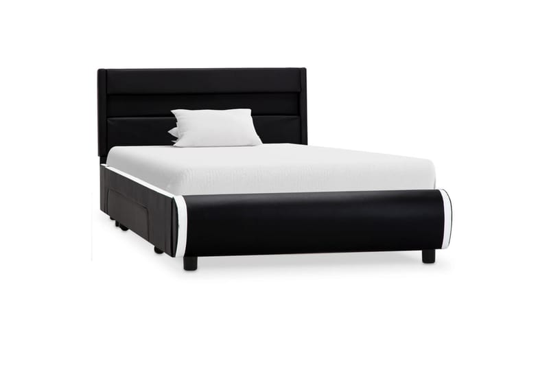 Sengestel Med Led 100x200 cm Kunstlæder Sort - Møbler - Senge - Sengeramme & sengestel